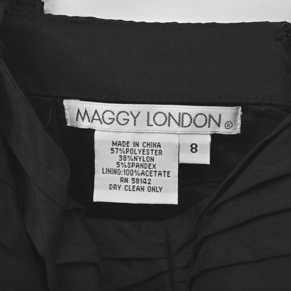 Maggy London Fit Flare Dress Womens Size 8 Black Pleated Party Sweetheart LBD - Picture 7 of 12